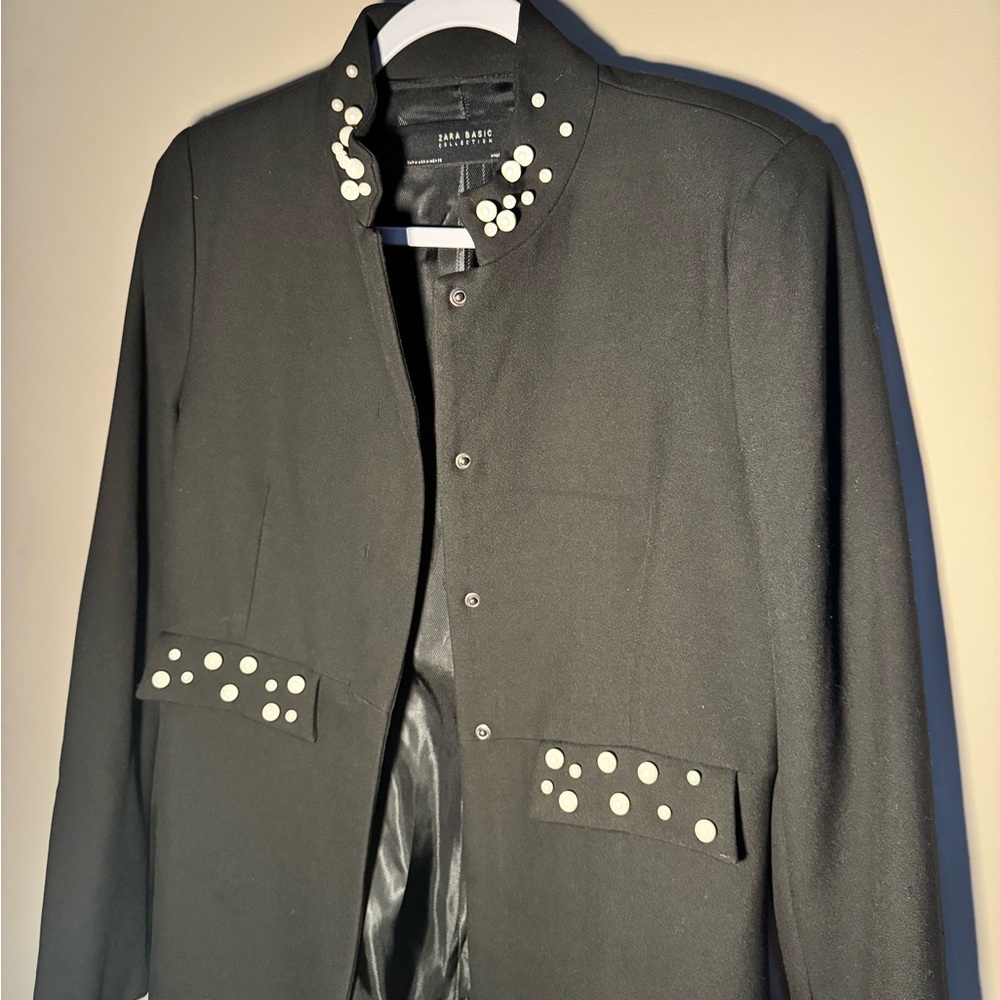 Zara Studded Blazer Coat in Black, Size M NWT - Picture 3 of 16